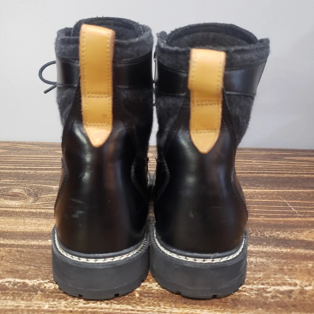 Timberland Boot Mens 12 A1PIZ Black Good Leather American Woolen Co Lace Up